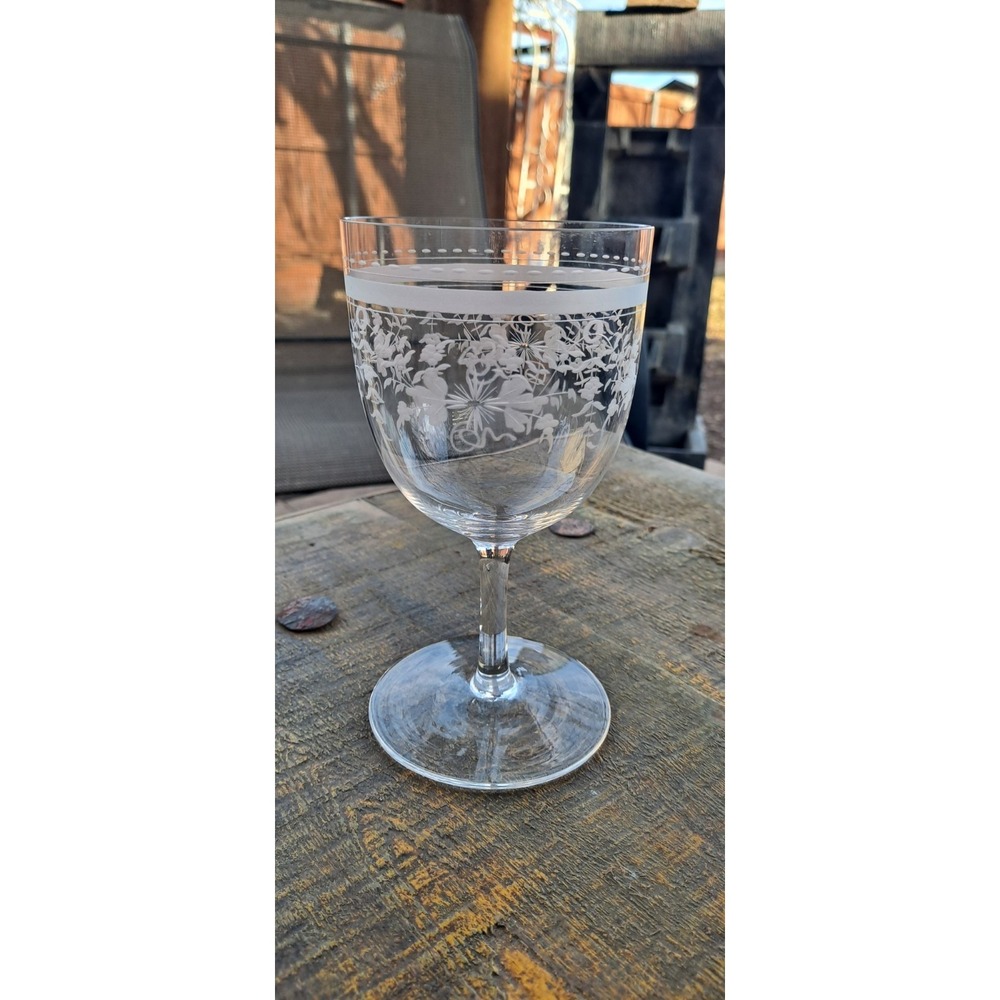 Vintage Etched‎ Water Goblet